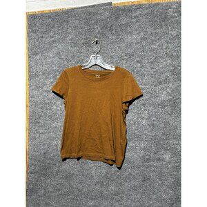 Madewell Shirt Womens Small Brown Crew Neck Short Sleeve Basic Tee 100% Cotton